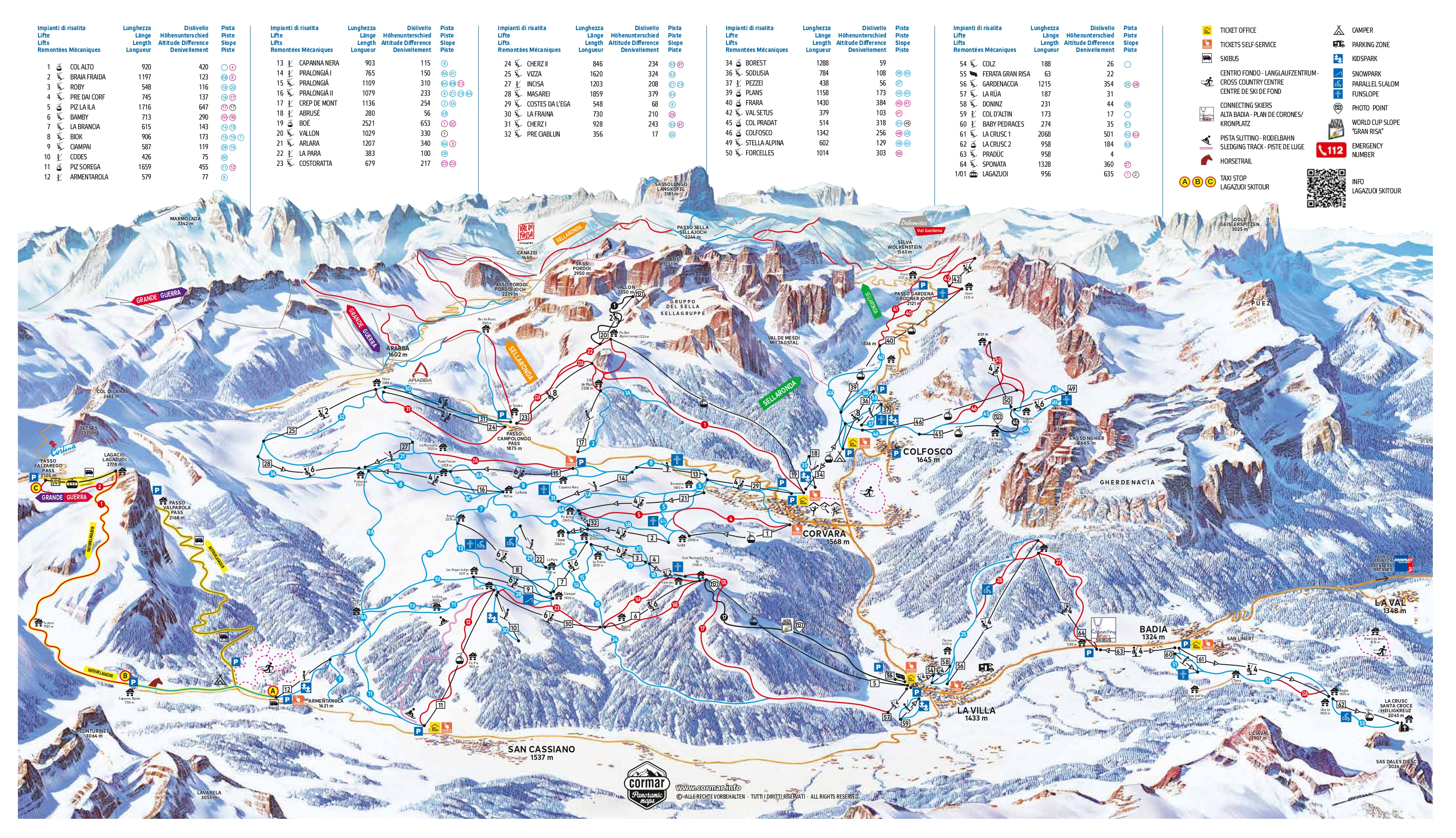 San Cassiano (Alta Badia) Piste / Trail Map