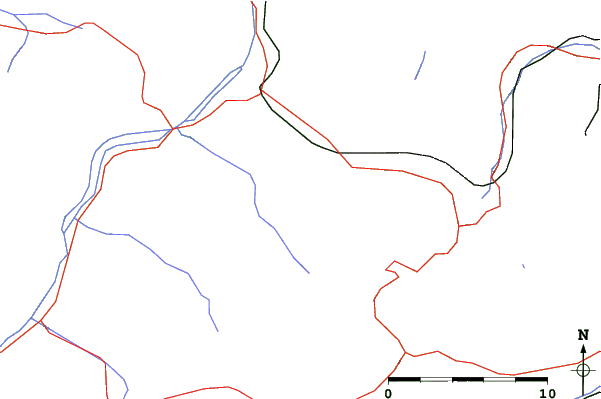 Roads and rivers close to Berwang-Bichlbach-Rinnen