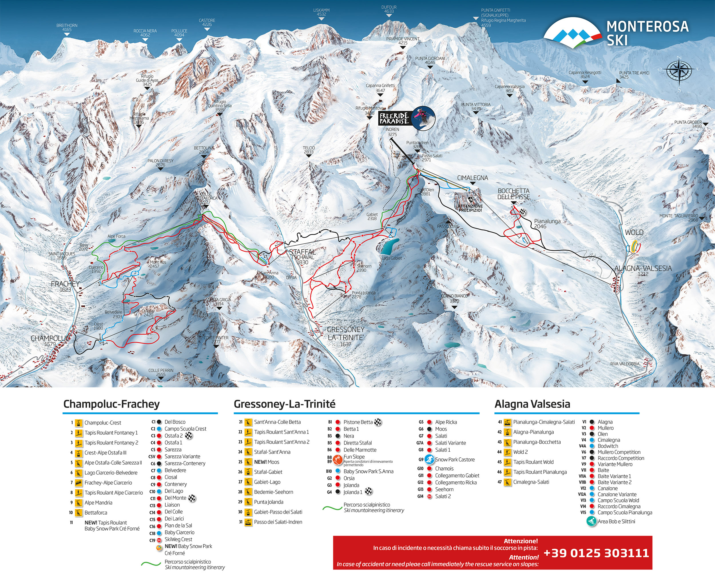 Alagna Piste / Trail Map
