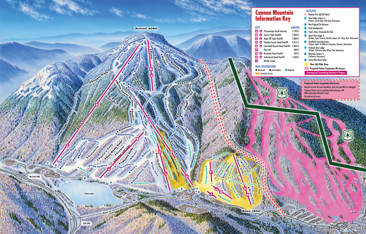 Cannon Mountain Piste / Trail Map