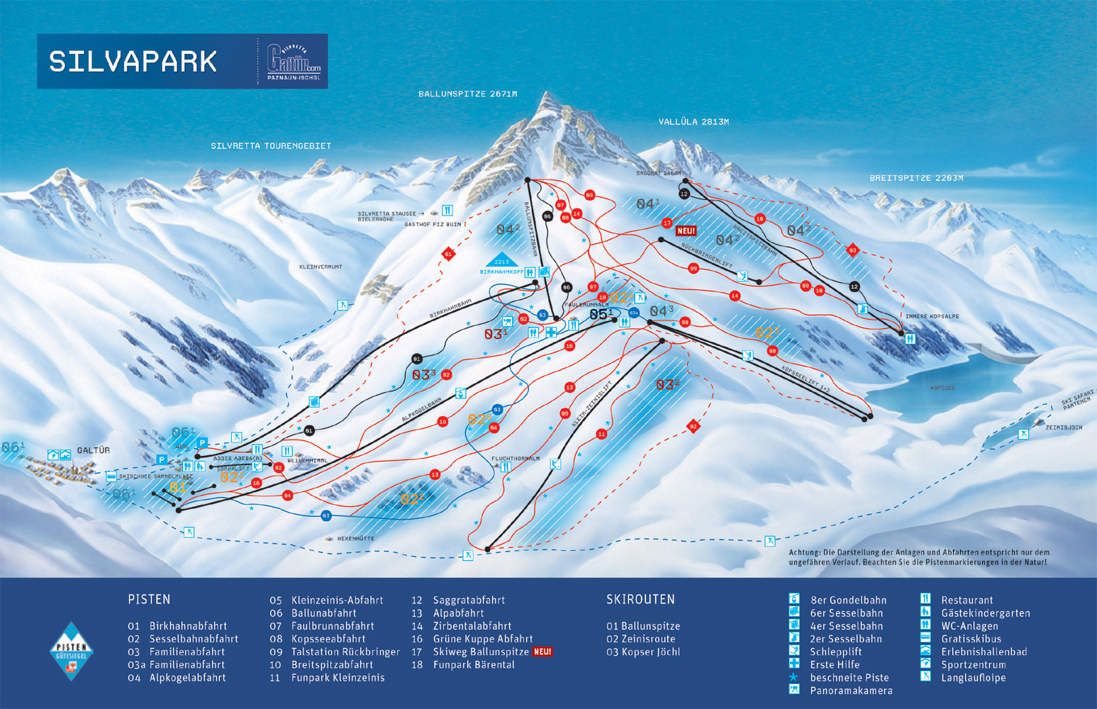Galtur-Silvapark Piste / Trail Map