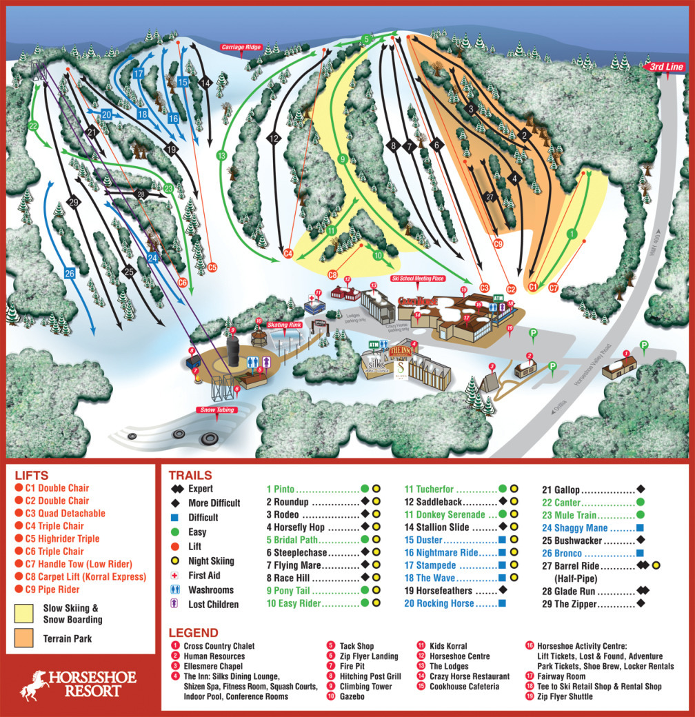 Horseshoe Resort Piste / Trail Map