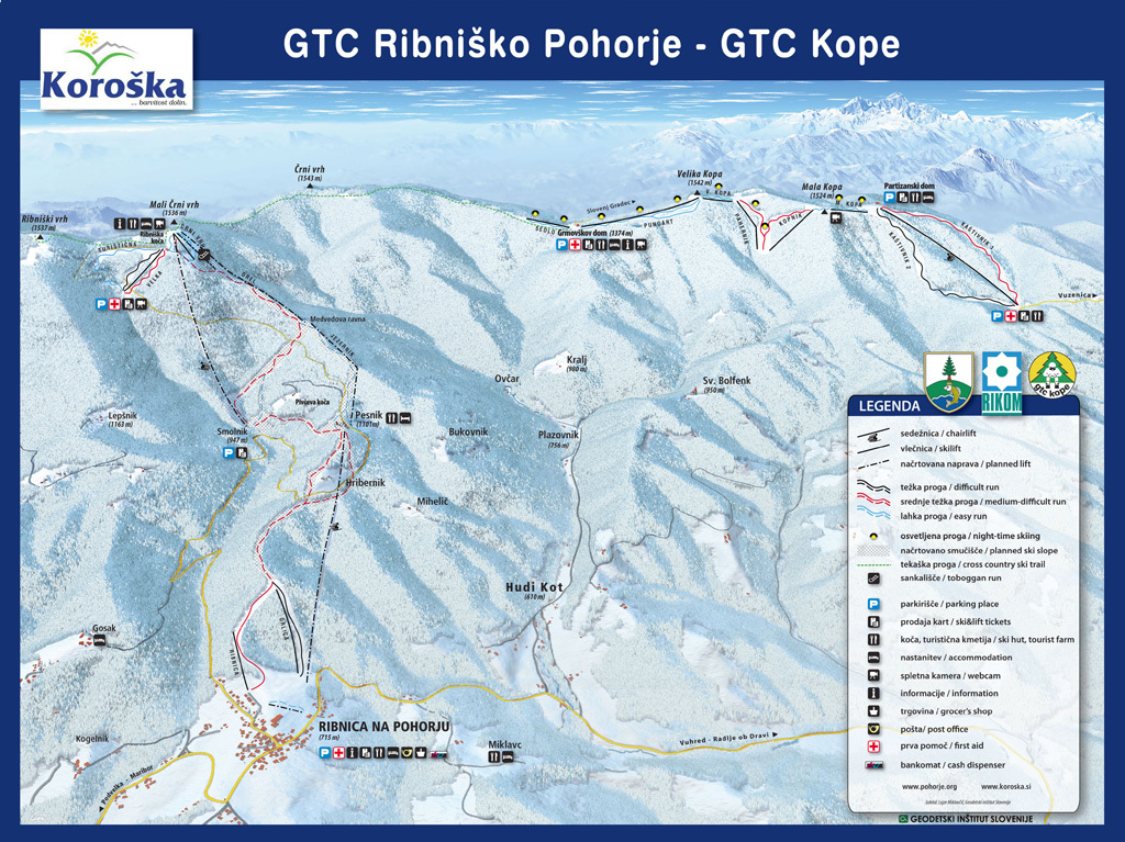 Kope Mountain Piste / Trail Map