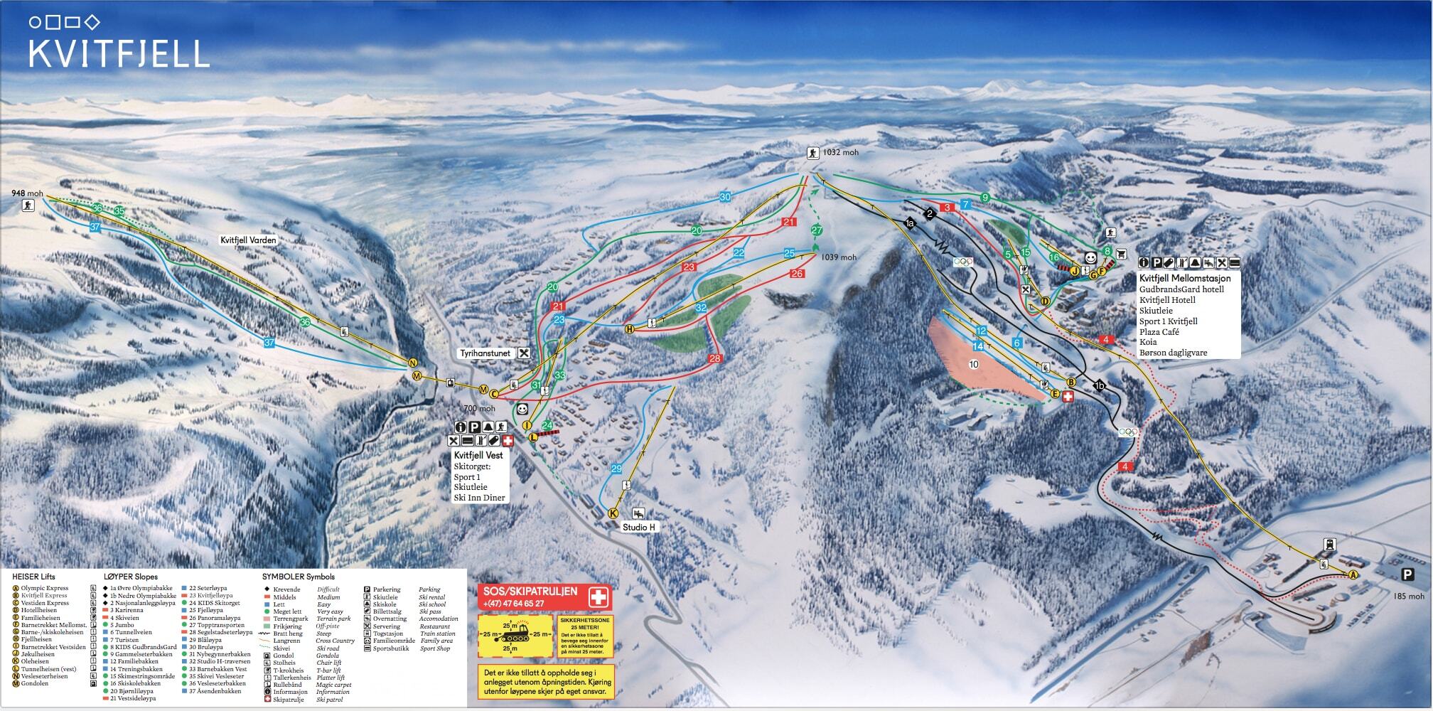 Kvitfjell Alpine Centre Piste / Trail Map