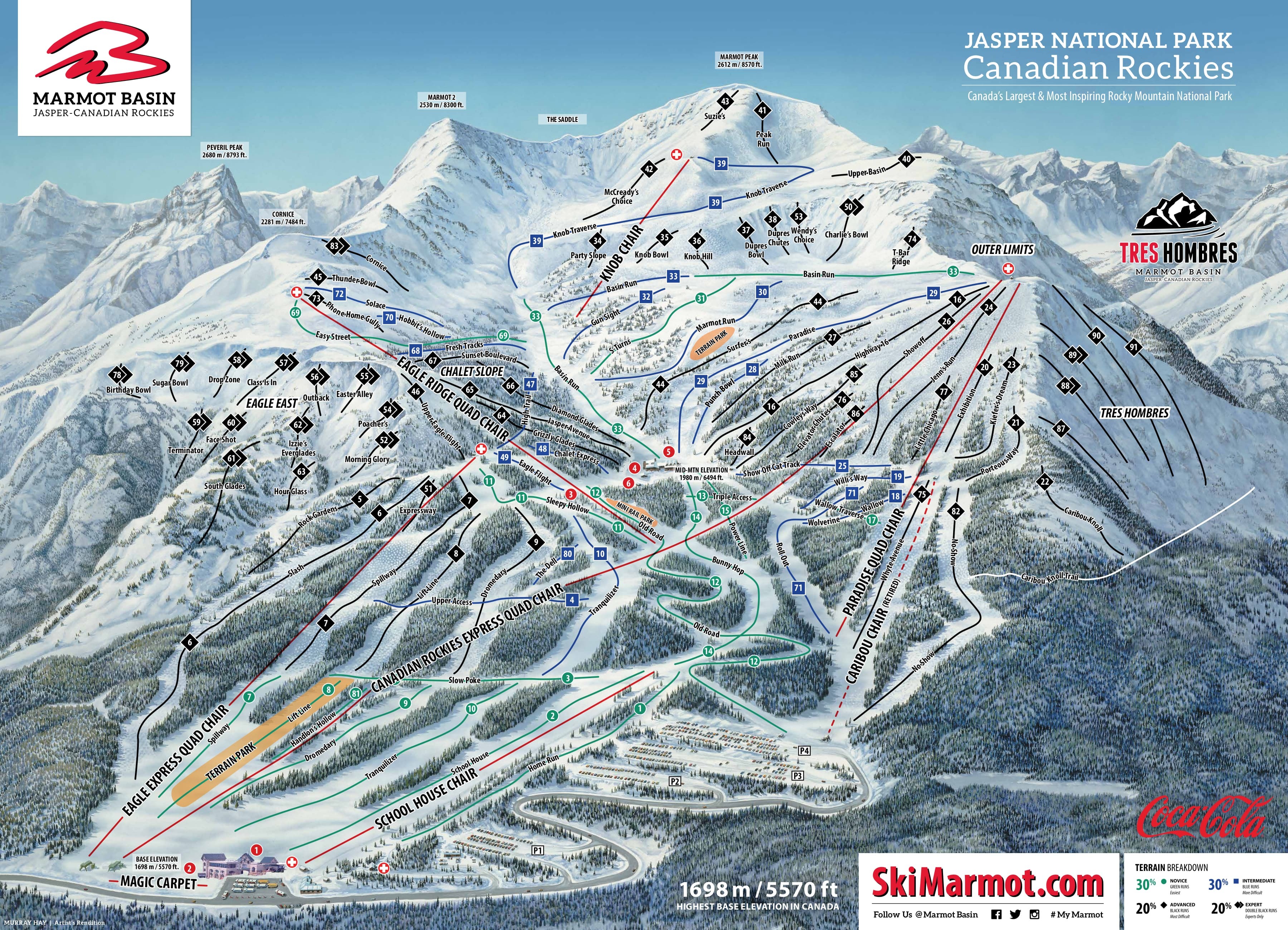 Marmot Basin Piste / Trail Map