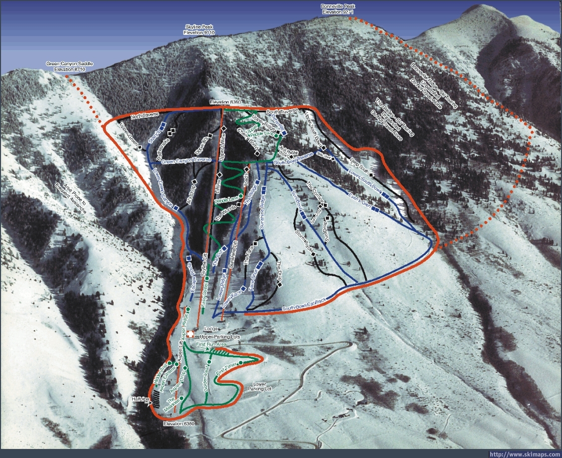 Pebble Creek Ski Area Piste / Trail Map