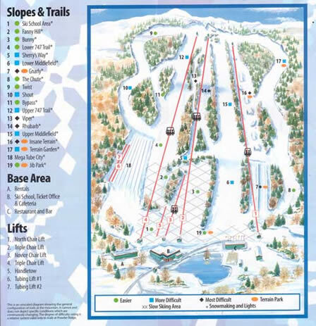 Powder Ridge Piste / Trail Map