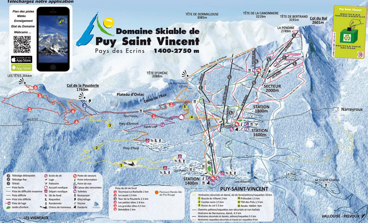 Puy St Vincent Piste / Trail Map