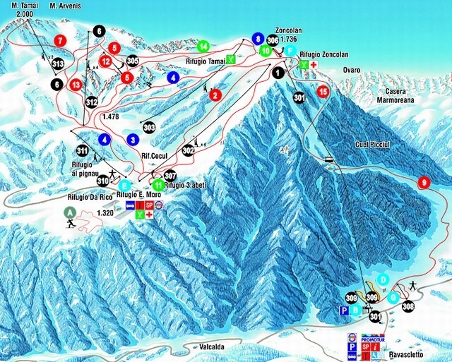 Ravascletto Piste / Trail Map