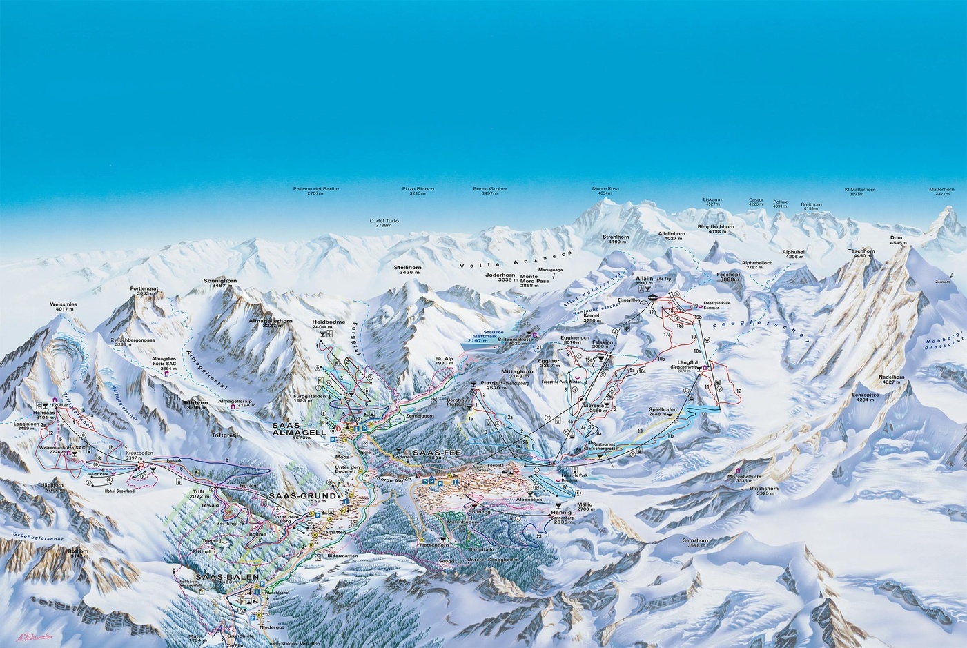 Saas Fee Piste / Trail Map