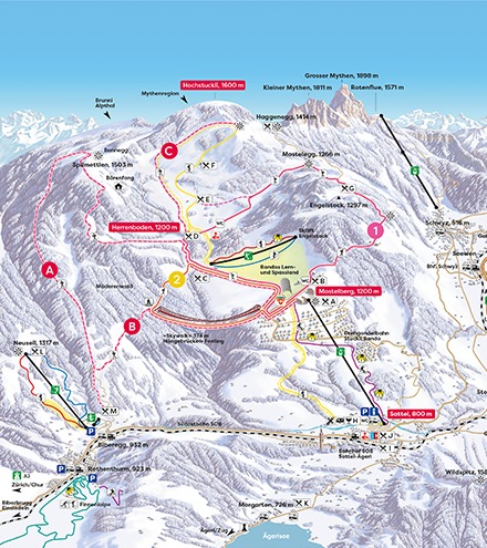 Sattel - Hochstuckli Piste / Trail Map