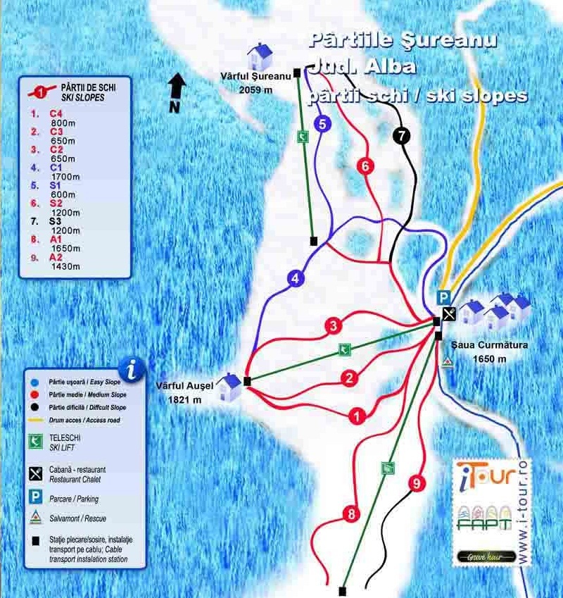 Sureanu Piste / Trail Map