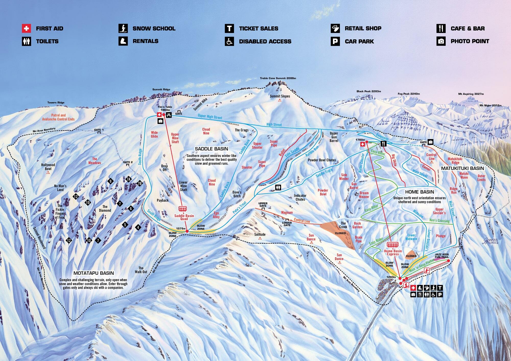 Treble Cone Piste / Trail Map