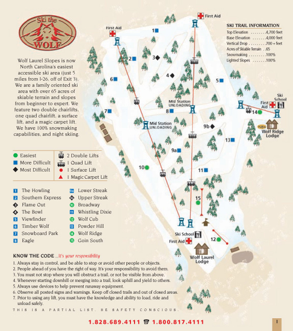 Wolf Laurel Piste / Trail Map