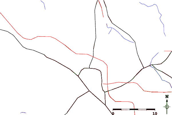 Roads and rivers close to Alpine Valley