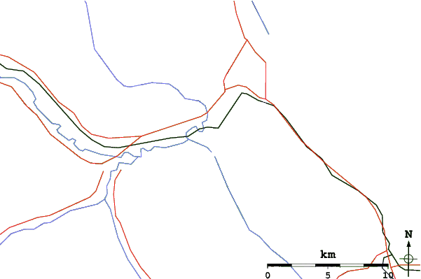 Roads and rivers close to Banff Mt Norquay