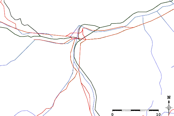 Roads and rivers close to Igls