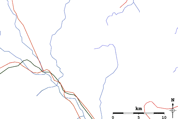 Roads and rivers close to Lake Louise