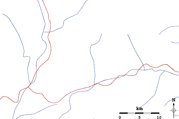 Roads and rivers close to Las Leñas