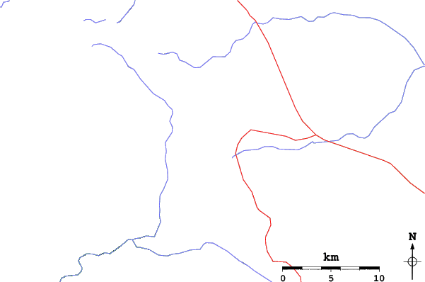 Roads and rivers close to Mammoth Mountain