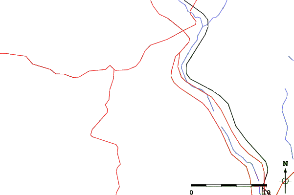 Roads and rivers close to Mont Saint Sauveur