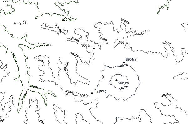 Mount Elbrus neighbourhood contours