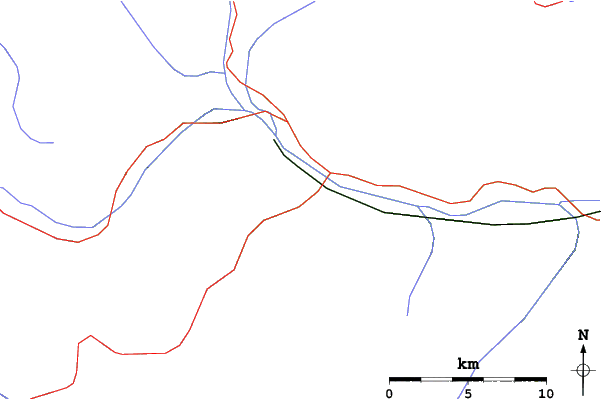 Roads and rivers close to Passo Stelvio