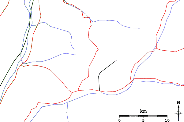 Roads and rivers close to Passo Lavaze