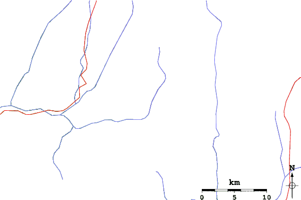 Roads and rivers close to Powder South Heliski