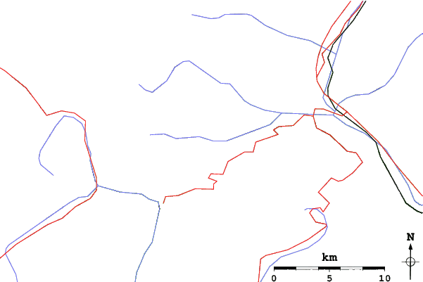 Roads and rivers close to Racines