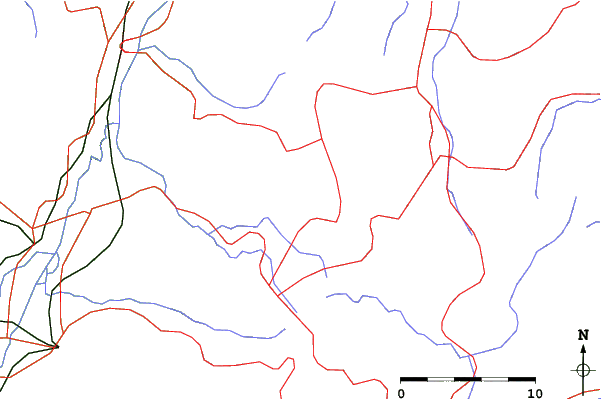 Roads and rivers close to Shiga Kogen-Yakebitaiyama