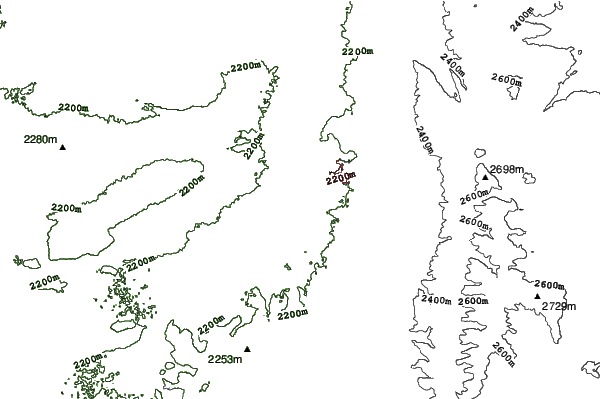 Snowy Range Ski and Recreation Area neighbourhood contours
