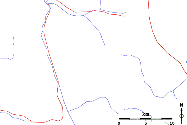 Roads and rivers close to Sun Peaks