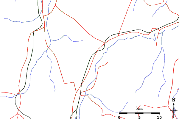 Roads and rivers close to Togari Onsen