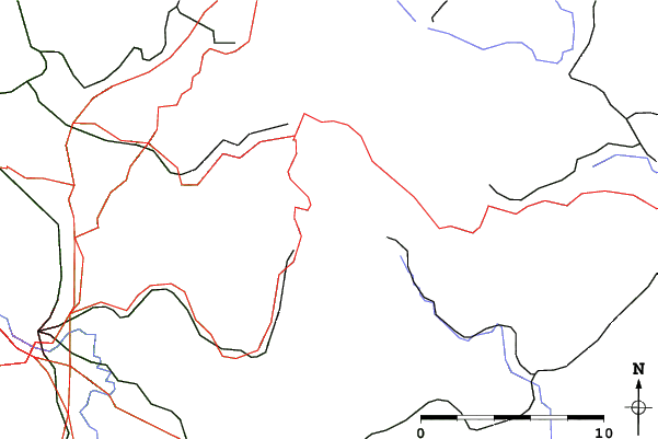 Roads and rivers close to Warmensteinach/Fleckl