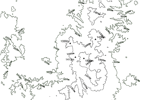 Yamagata Zao Onsen neighbourhood contours